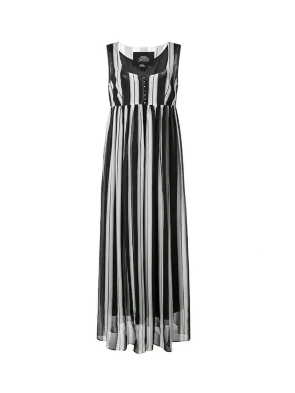 Marc Jacobs Redux Grunge Black and White Vertical Stripe Maxi Dress